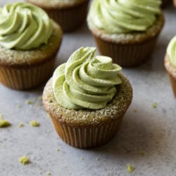 matcha cupcakes with azuki red bean filling.