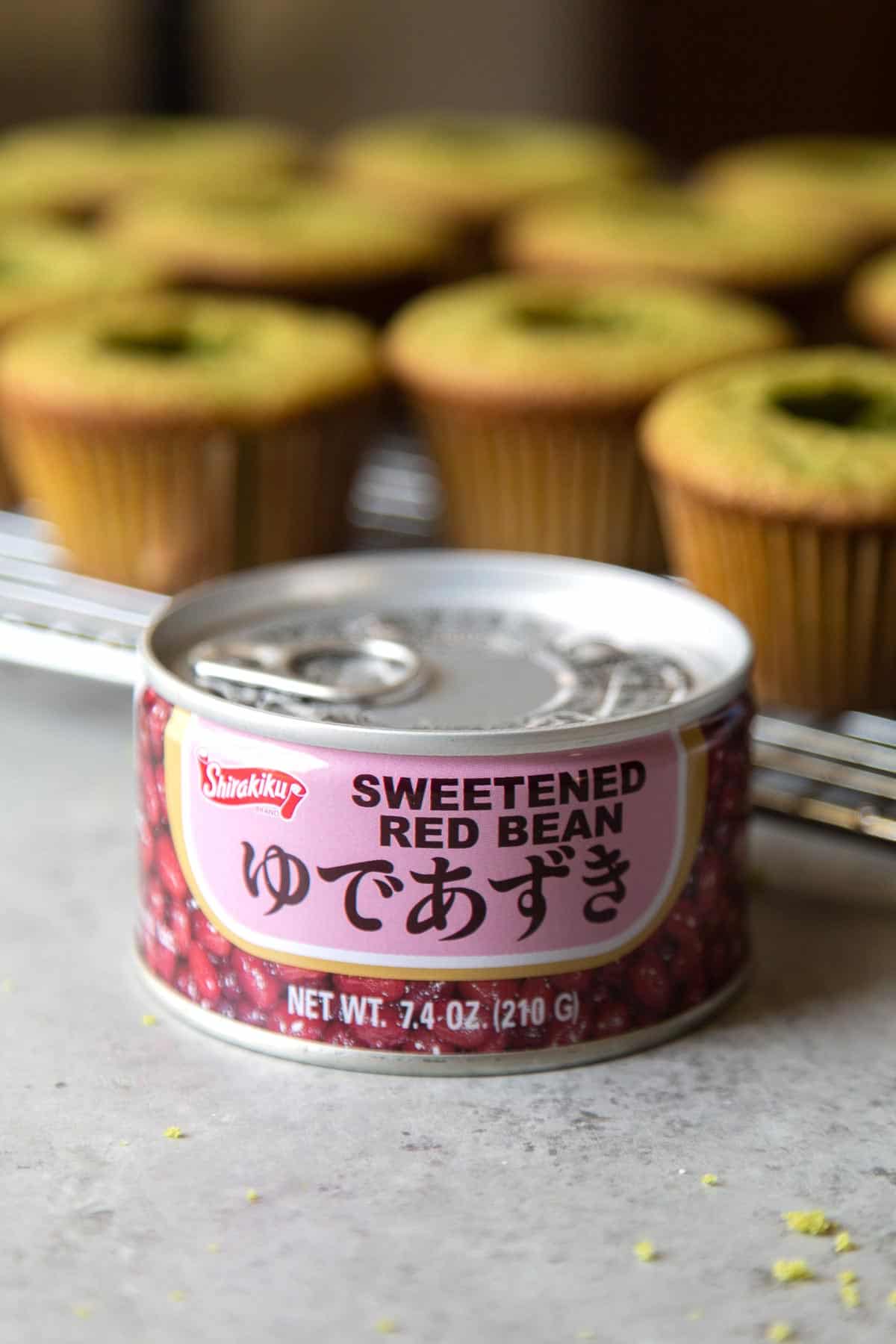 canned sweetened red bean for desserts.