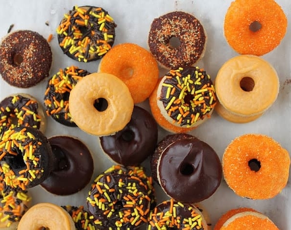 Baked Mini Halloween Donuts