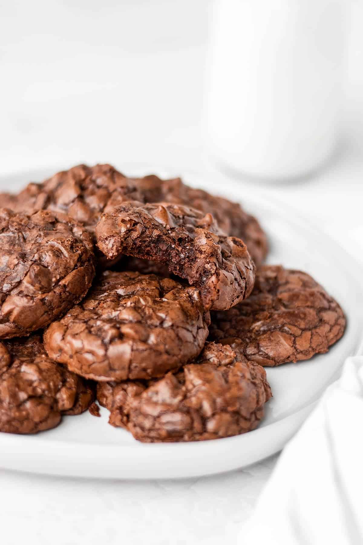 plate of decadent chocolate crinkle cookies