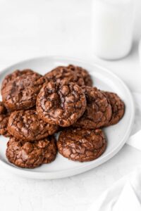 plate of decadent double chocolate cookies