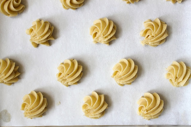 Vanilla Rosette Cookies with Chocolate Ganache