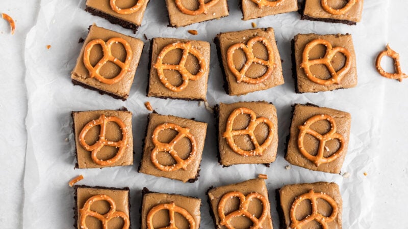 Guinness Brownies with Butterscotch and Pretzels