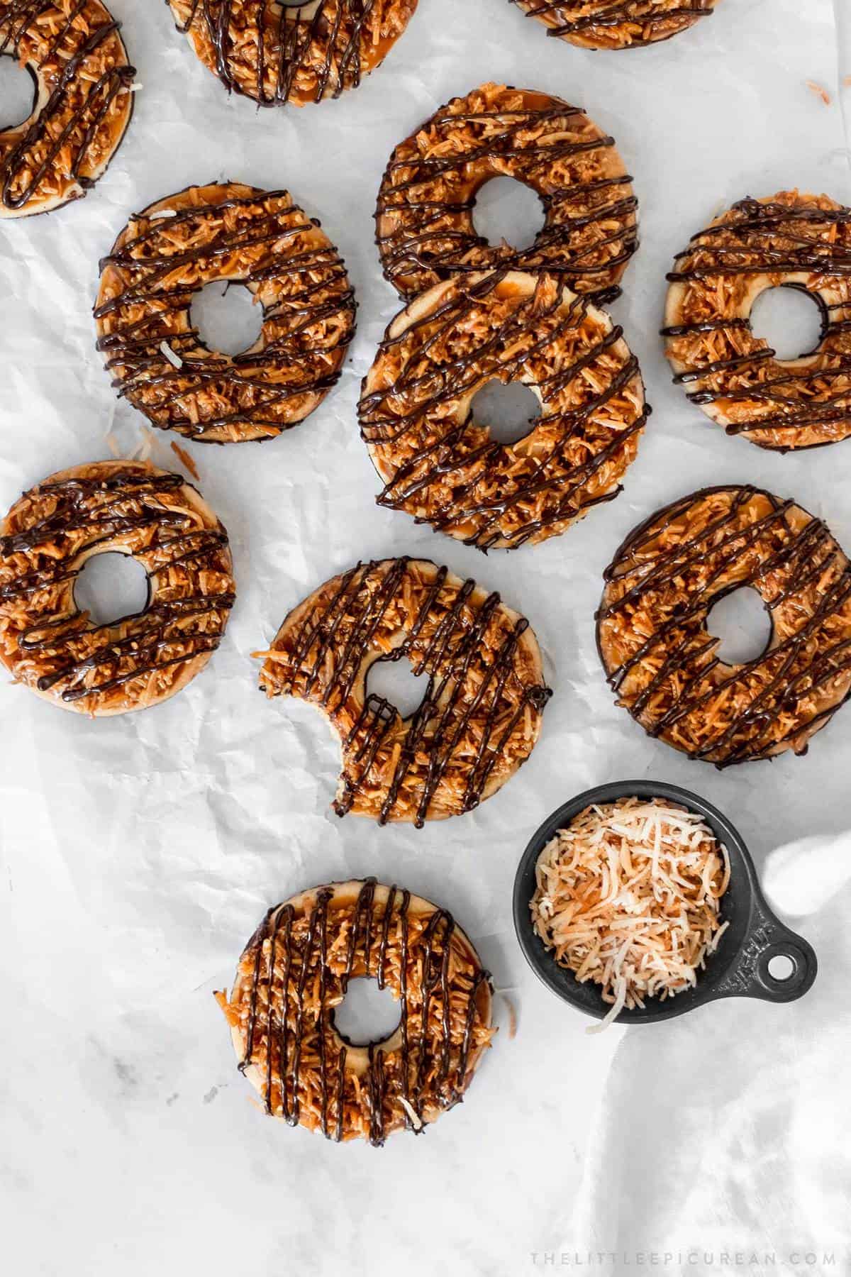 overhead shot of samoa cookies