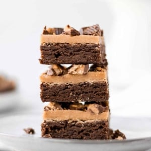 stack of peanut butter cookie dough brownies