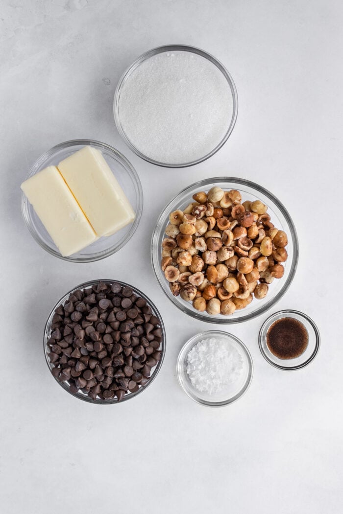 Salted hazelnut toffee ingredients