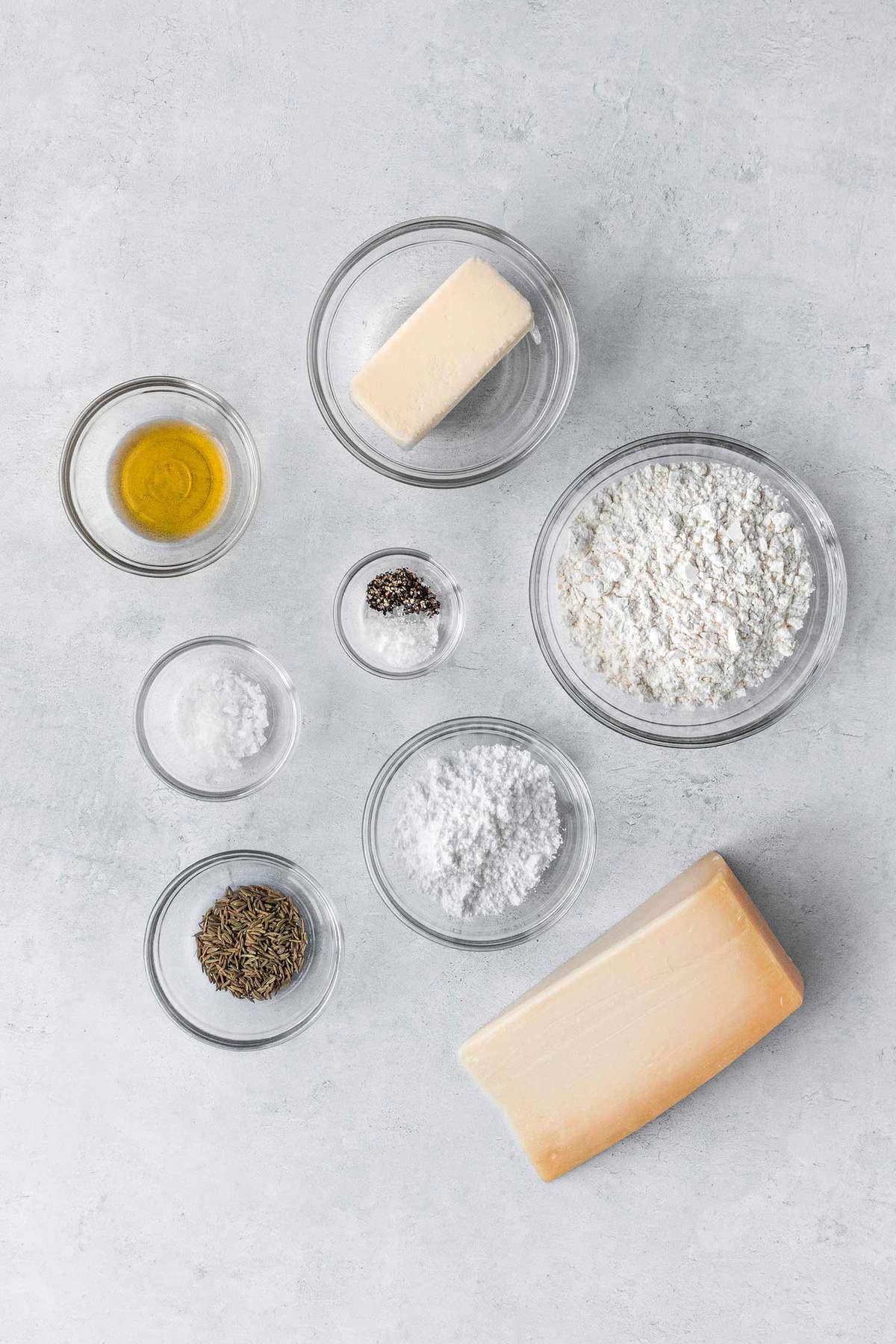 parmesan shortbread ingredients overhead shot