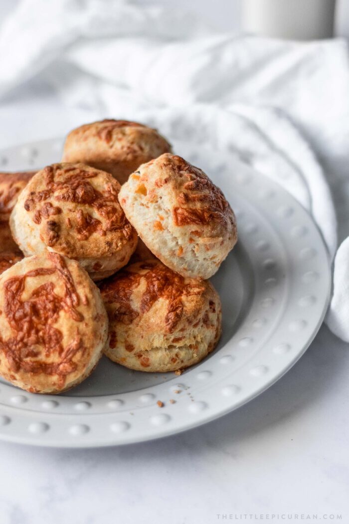 cheddar cheese cream biscuits on plate