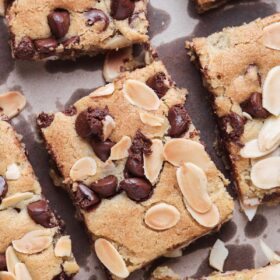 almond chocolate chip cookie bars.