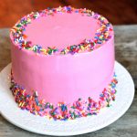 Pink Celebration Cake with Sprinkles