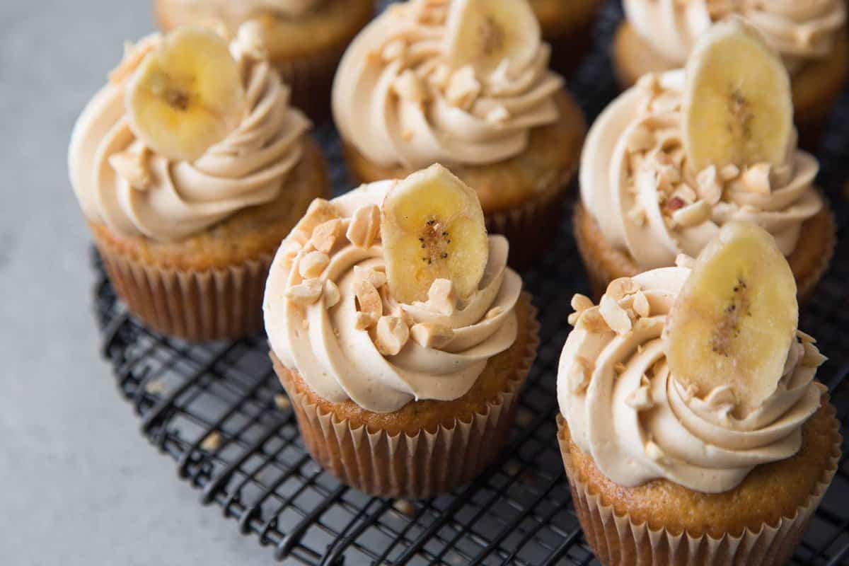 Banana Cupcakes with Peanut Butter Buttercream