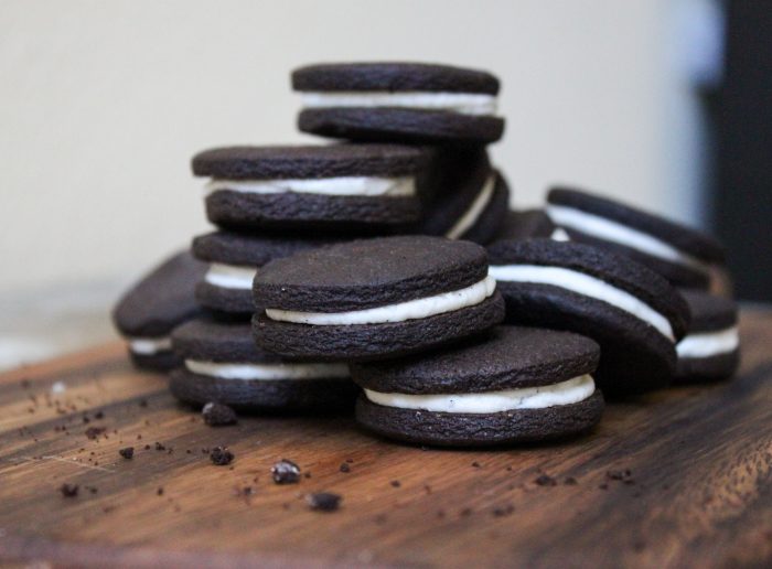 Homemade Oreos. Easy recipe for chocolate cookies with vanilla cream filling.