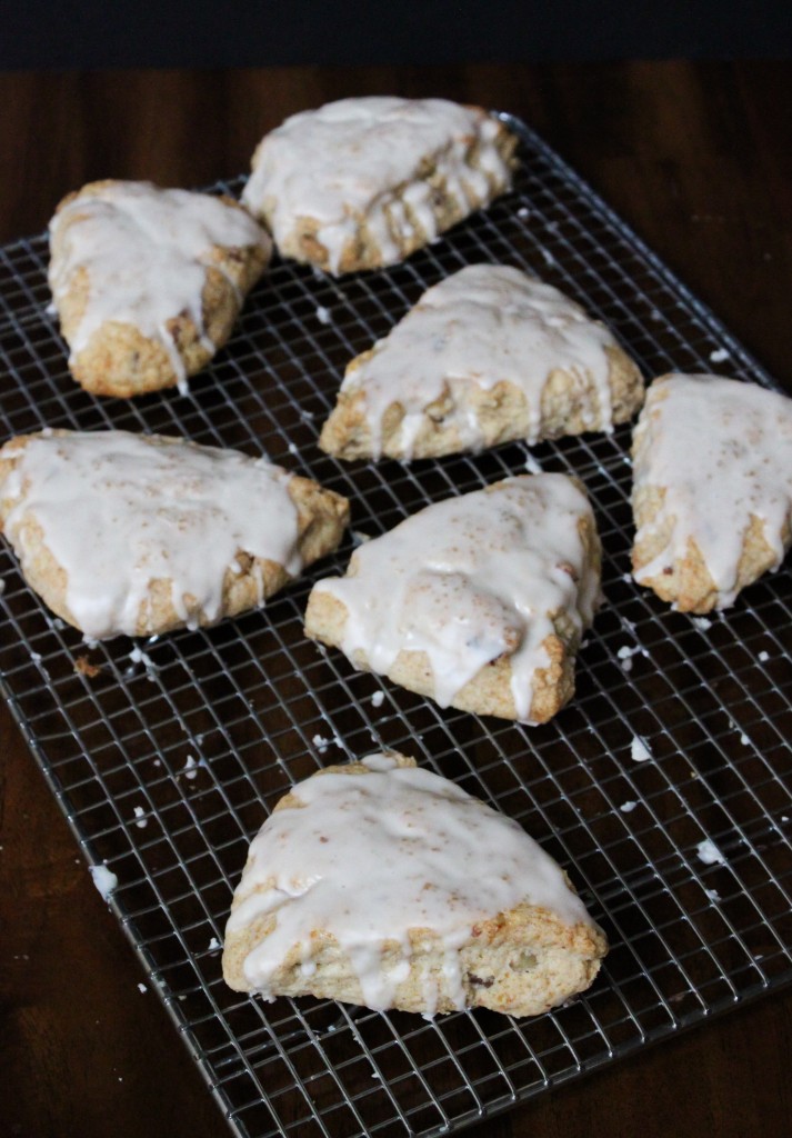 Maple Oat Pecan Scones with glaze