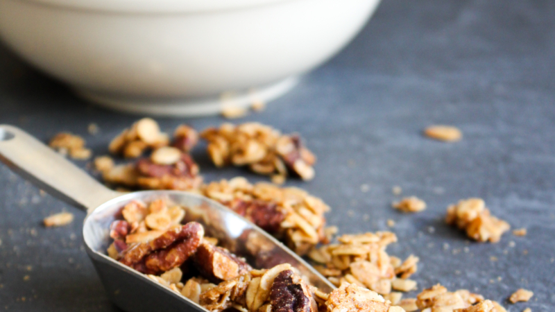 a scoop of maple pecan granola