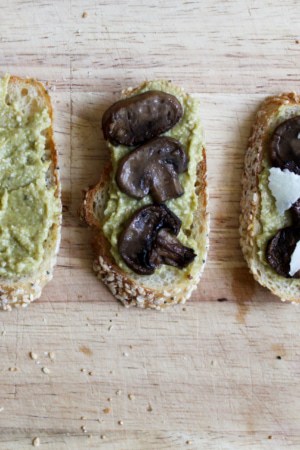 evolution of leek pesto crostini
