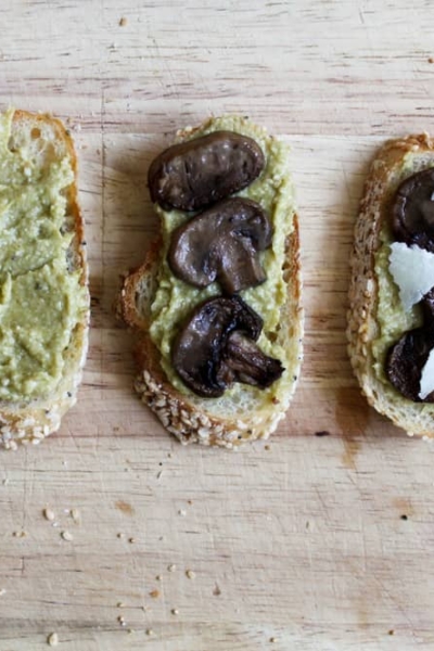 evolution of leek pesto crostini