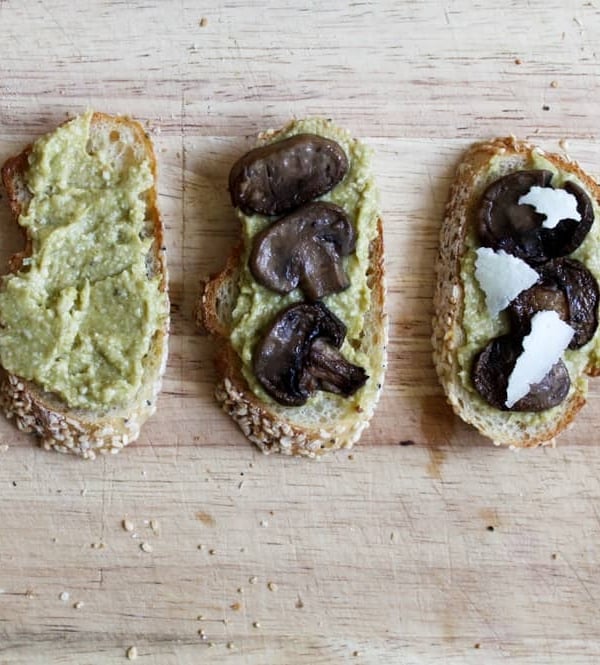 evolution of leek pesto crostini
