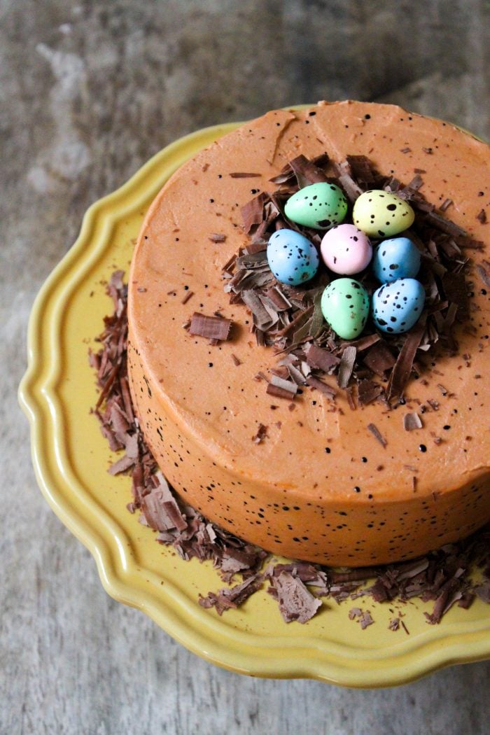 Speckled Egg Chocolate Fudge Cake for Spring and Easter celebration