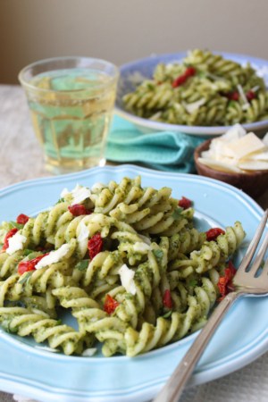 Fusilli with arugula pesto