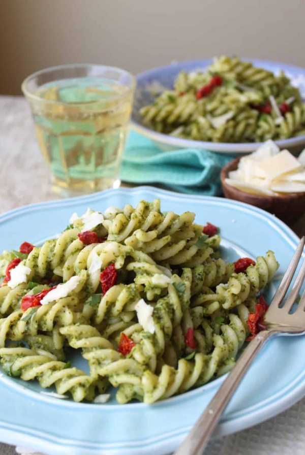 Fusilli with arugula pesto