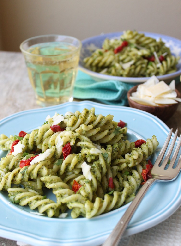 Fusilli with arugula pesto