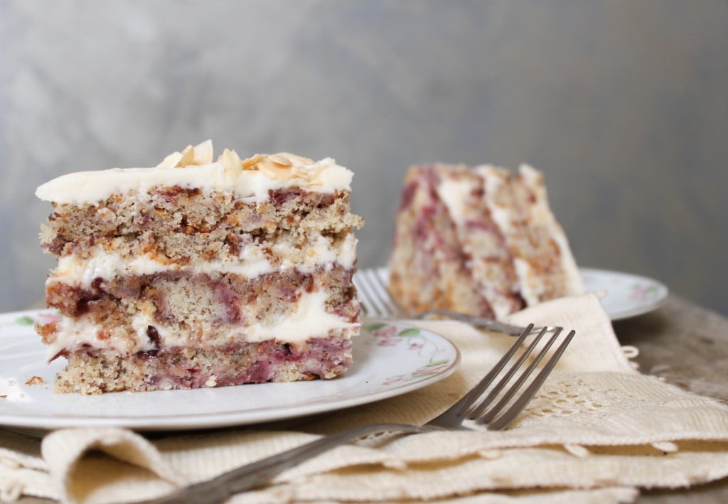 raspberry almond layer cake