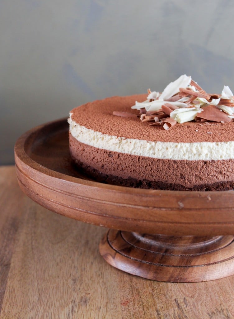 mother's day cake: dark chocolate and white coffee mousse cake