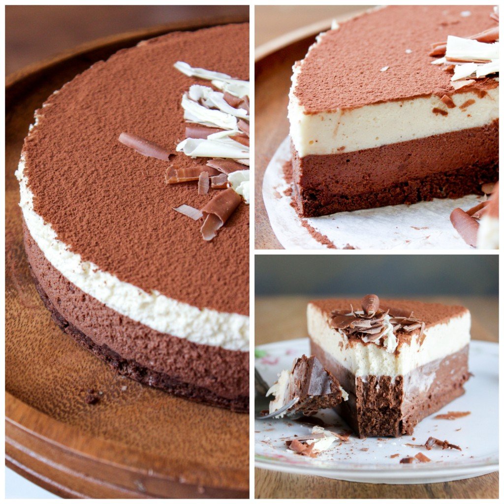 dark chocolate and white coffee mousse cake