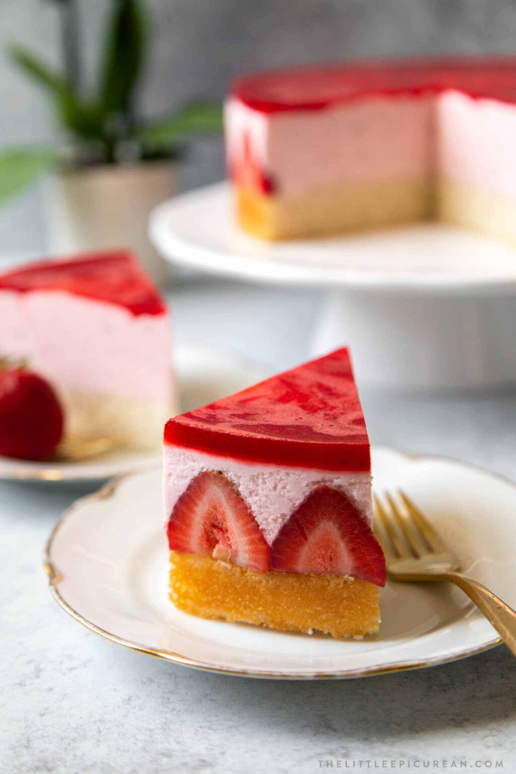 Strawberry Yogurt Mousse Cake- The Little Epicurean