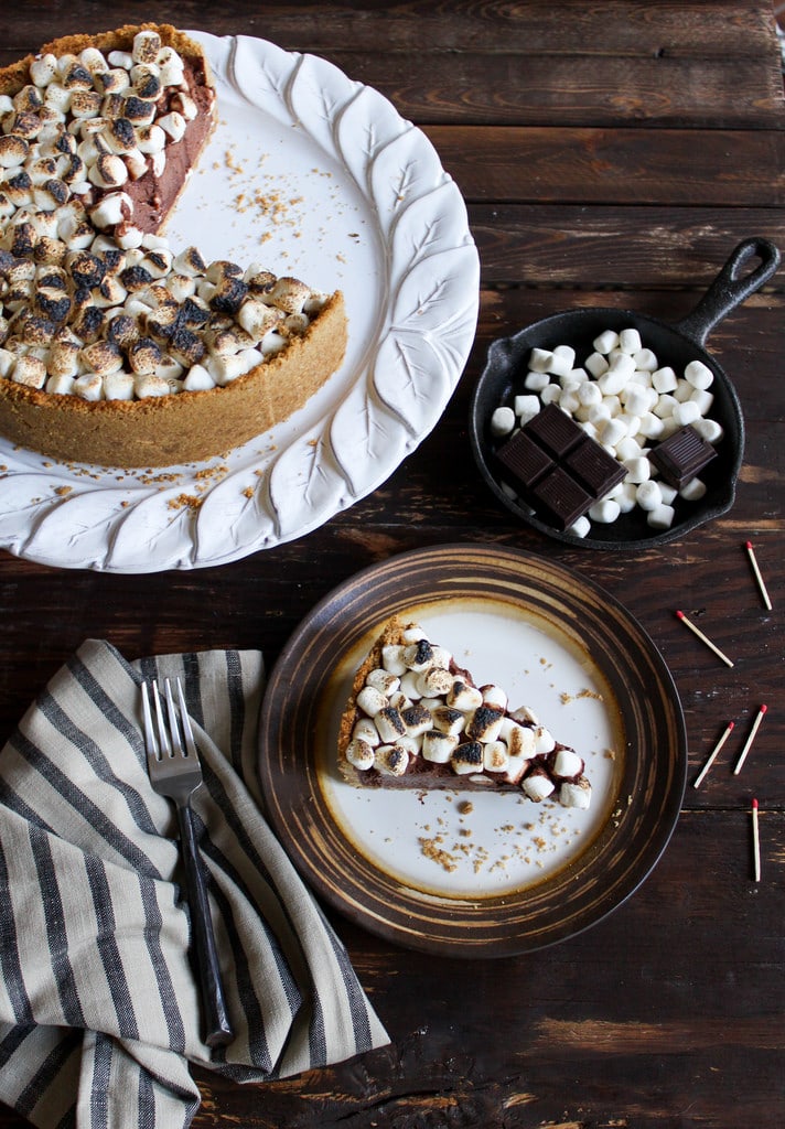 This s'mores pie is a sophisticated s'more that deems to be eaten with a fork. It includes the components of a traditional s'more updated into a modern pie!