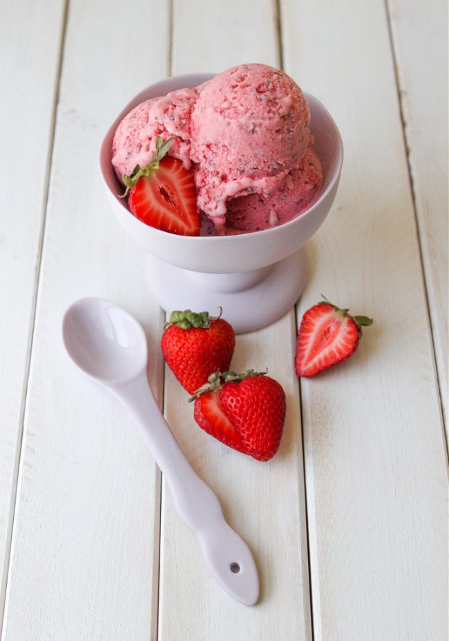 Strawberry Basil Frozen Yogurt