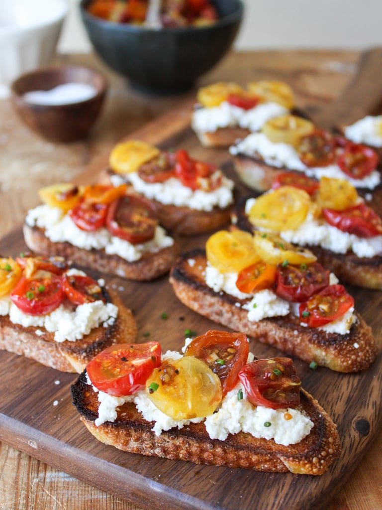 Crostini with homemade ricotta and slow roasted tomatoes