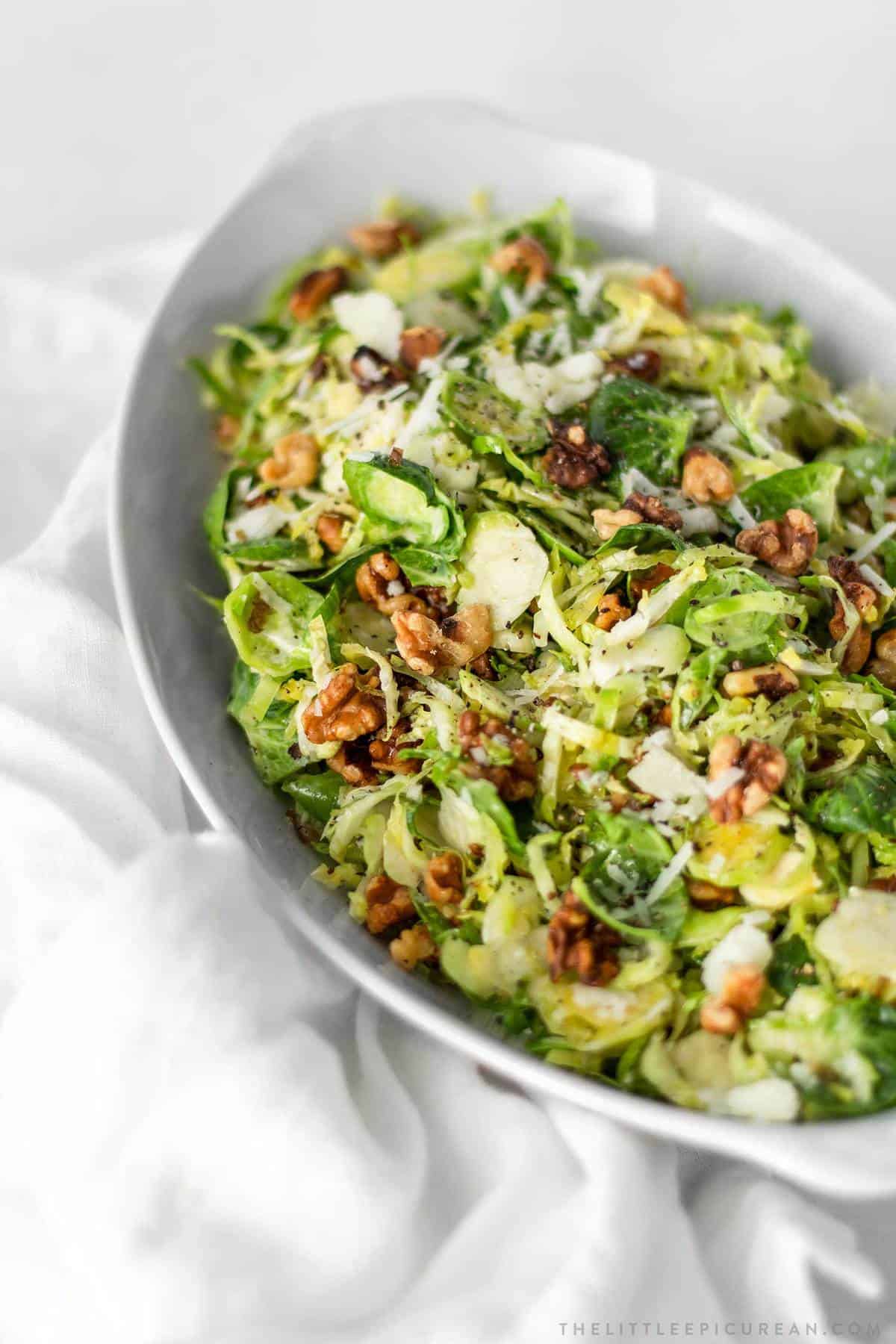 shaved brussels sprouts salad with pecorino romano cheese