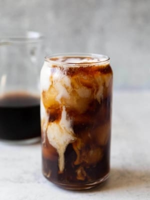 Cold brew ice coffee with milk