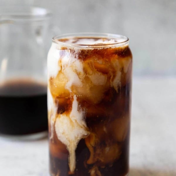 Cold brew ice coffee with milk