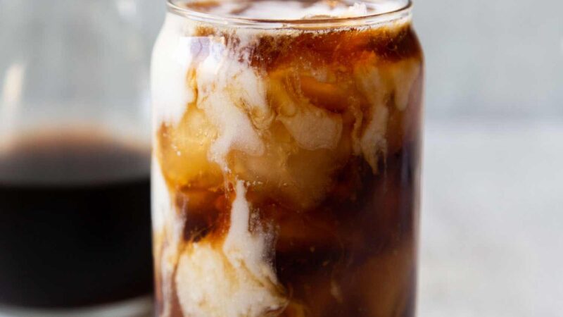 Cold brew ice coffee with milk