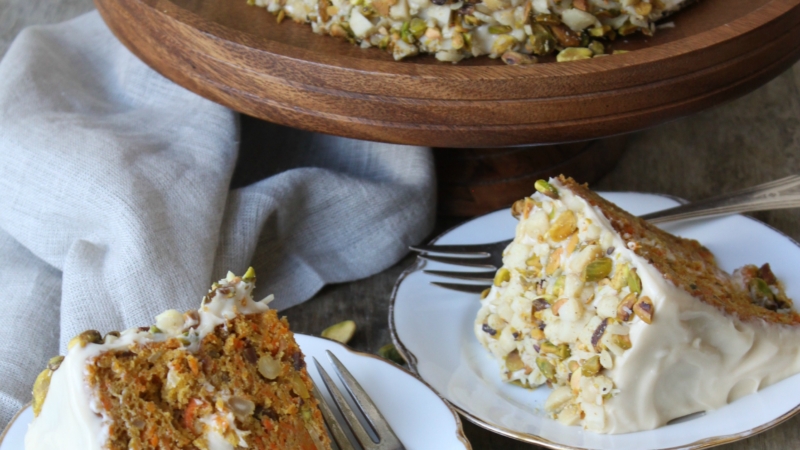 Pistachio Macadamia Nut Carrot Cake