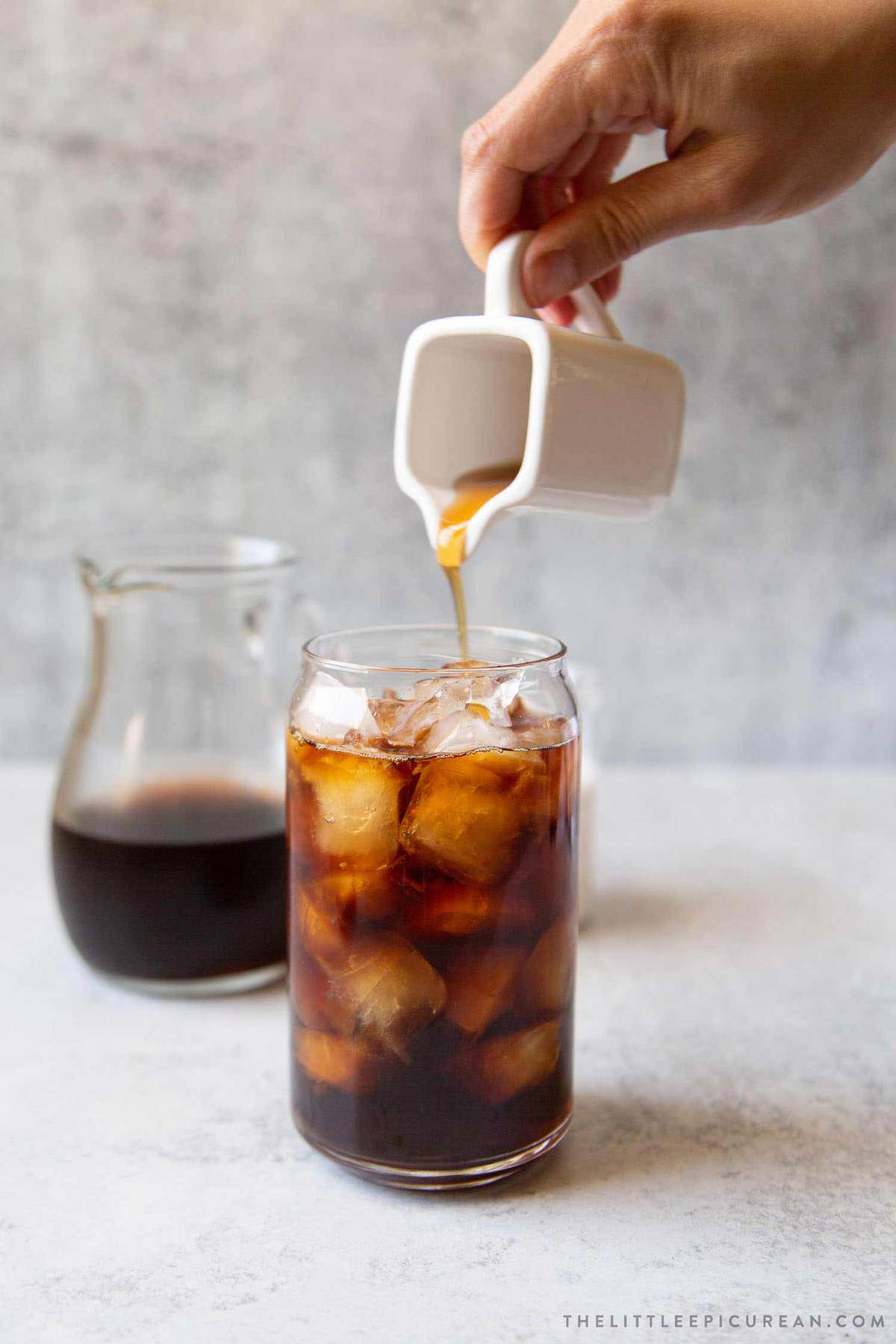 pour sweetened to cold brew coffee
