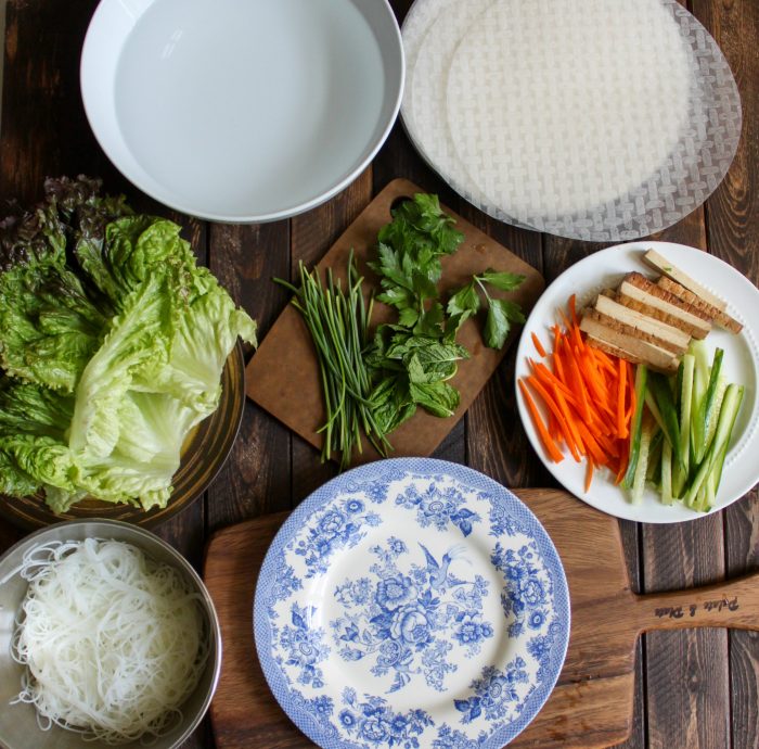 Vegetarian Spring Rolls with Peanut Hoisin Sauce