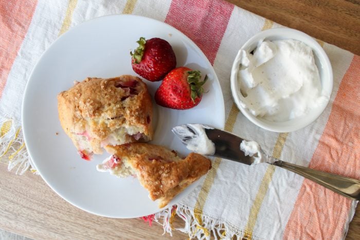 strawberry scone with fresh whipped cream