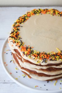banana cake with sea salt caramel frosting