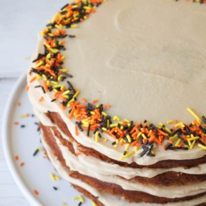 banana cake with sea salt caramel frosting