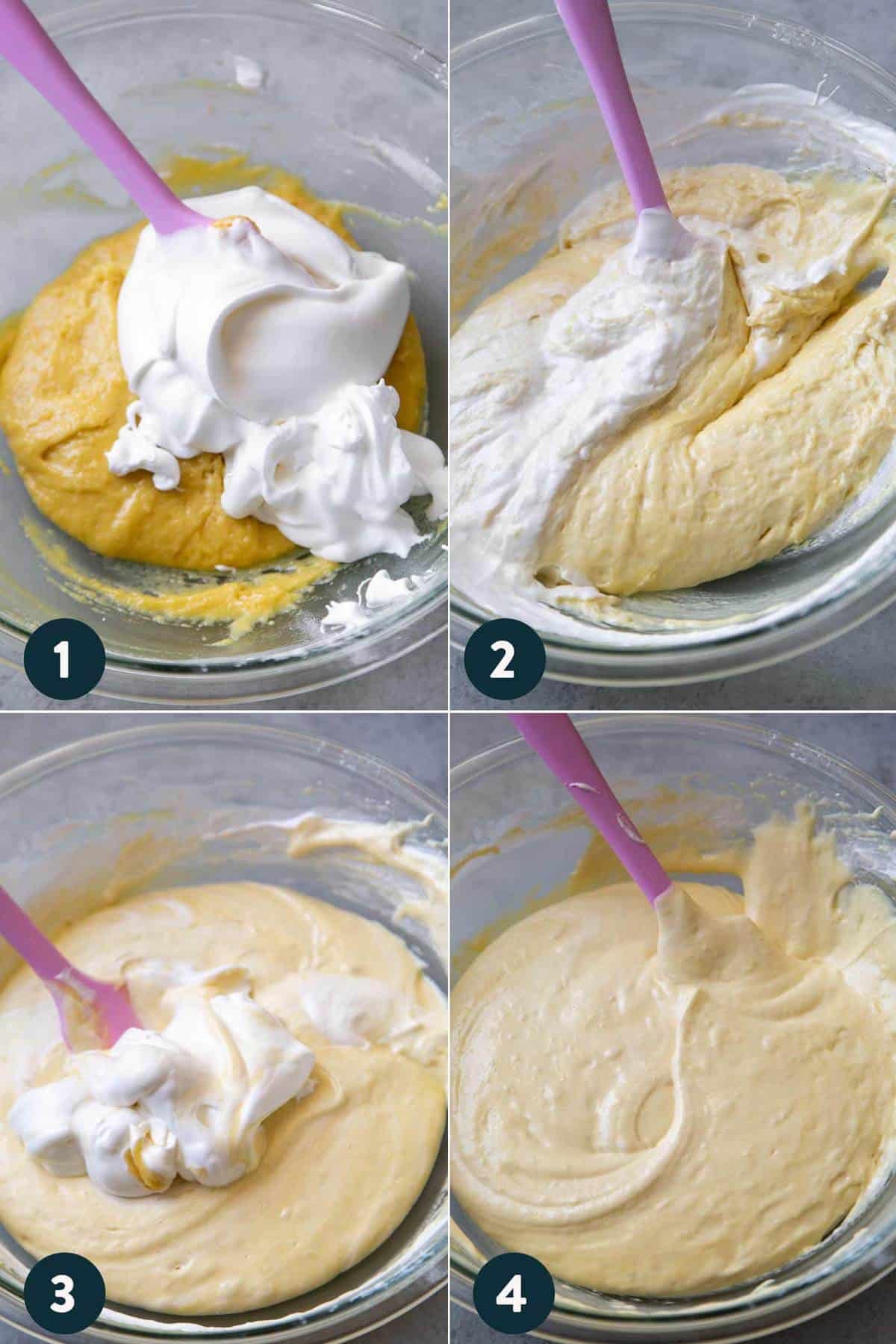 step by step how to fold sponge cake batter