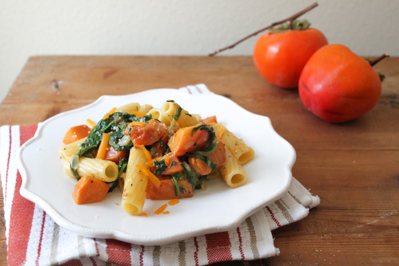 Autumn Persimmon Arugula Pasta