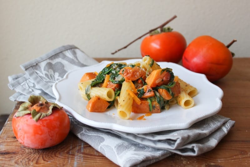 Autumn Persimmon Arugula Pasta