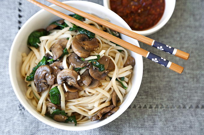 Mushroom Spinach Garlic Noodles