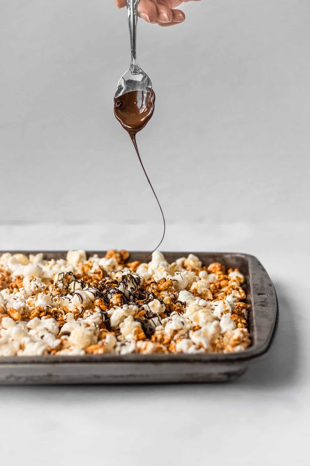 Peppermint Bark Caramel Popcorn