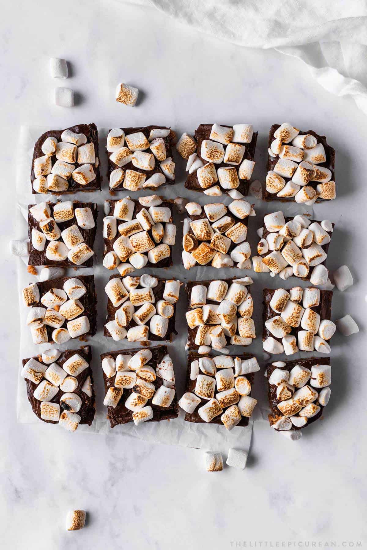 overhead of s'mores fudge bars