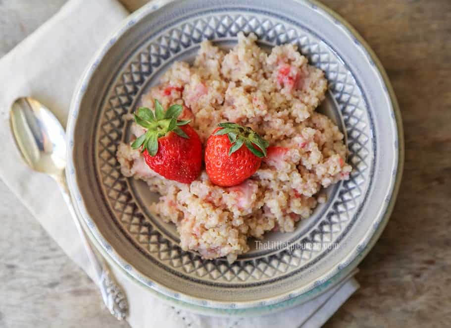 Strawberries & Cream Breakfast Quinoa | The Little Epicurean