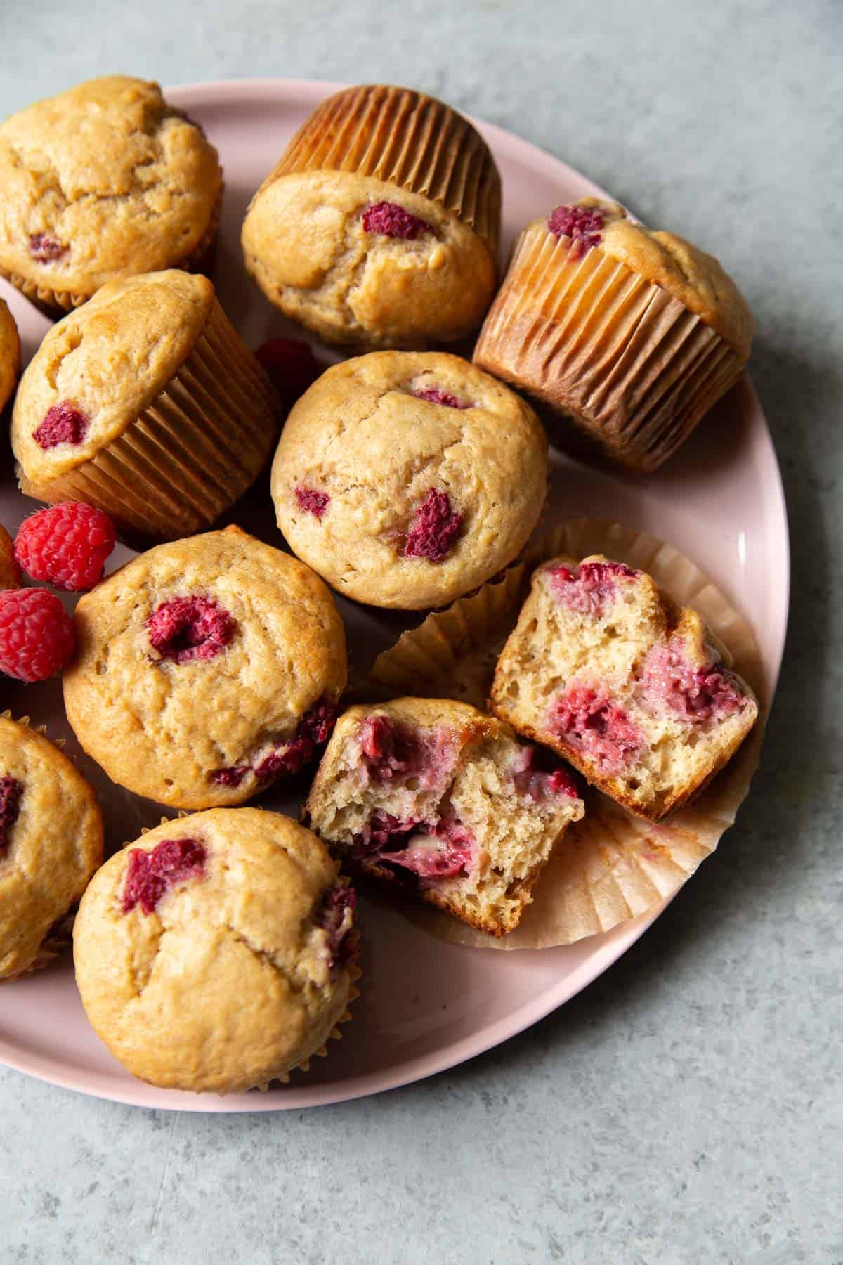 Banana Raspberry Buttermilk Muffins